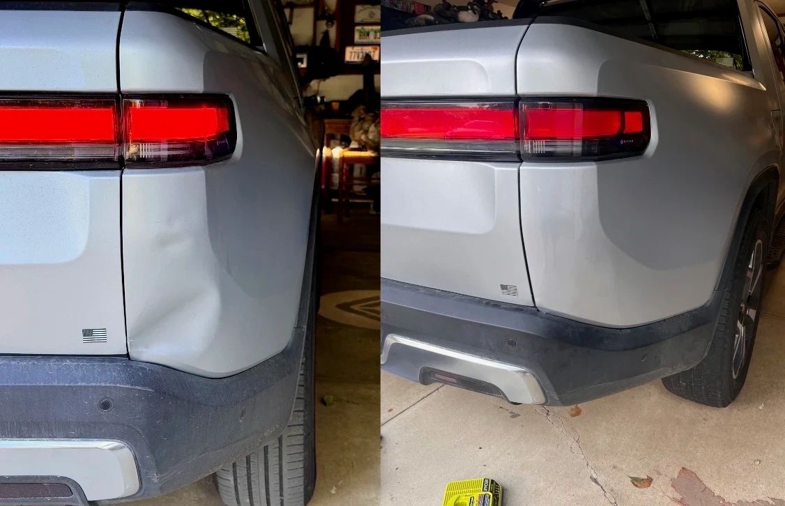 Before and After of Paintless dent removal by Dent Genius of Southeast Michigan