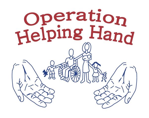 Logo of Operation Helping Hand with open hands and family figures.