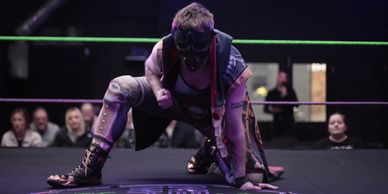 Alex Connors, NEBULA Wrestling professional wrestler, posing before a match