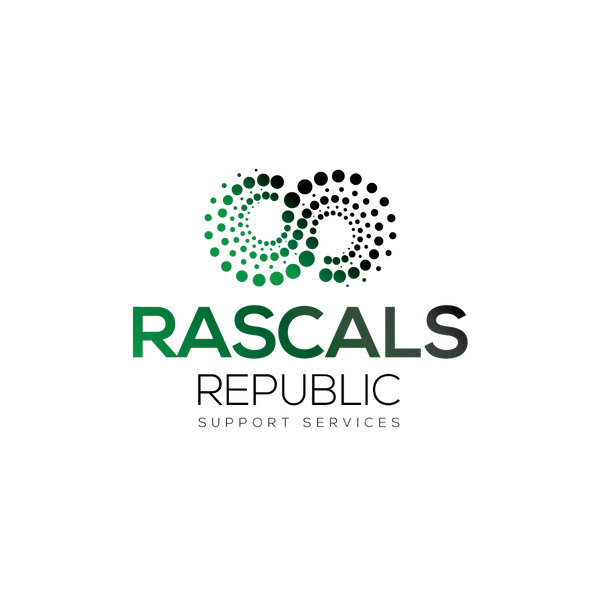 Logo of Rascals with a circular green design on a black background.
