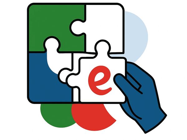 Illustration of puzzle assembly representing integrated business process automation