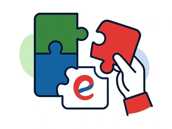 Illustration of assembling puzzle pieces symbolizing custom workflow solutions from e-Workflows