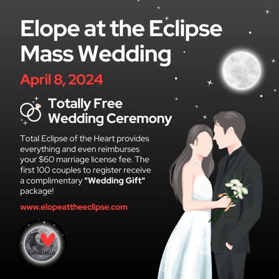 Elope at the Eclipse Mass Wedding April 8, 2024