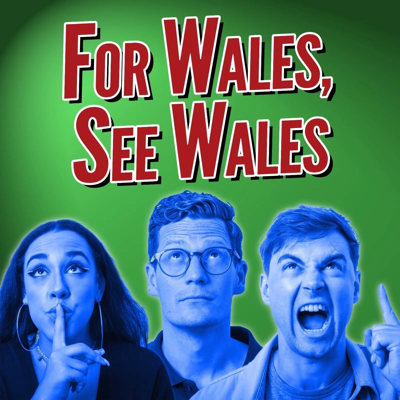 The For Wales,See Wales logo showing Mel Owen, Robin Morgan and Will Hayward
