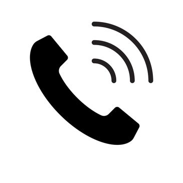Black phone handset icon with sound waves.