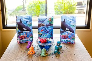 A picture of the oceanica cards on the table 