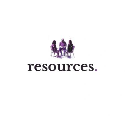 Three people sitting in a circle above the word 'resources'.