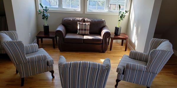 Family therapy room at an addiction treatment center