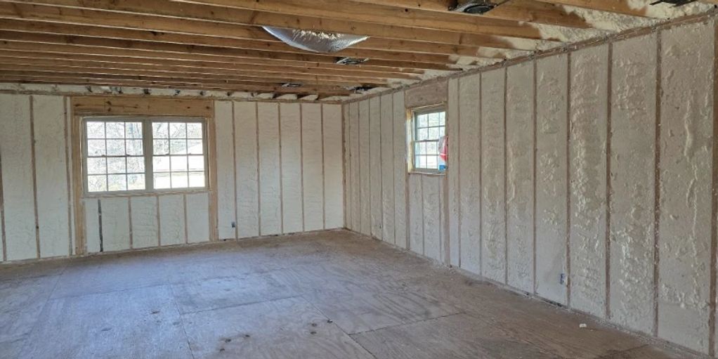 Residential space with 4 inches of open cell foam. 