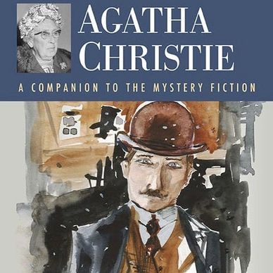 Cover with image of Agatha Christie and an illustration of Hercule Poirot