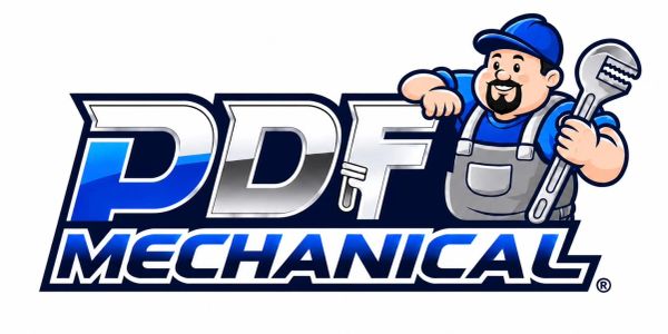Logo of PDF Mechanical featuring a cheerful mechanic with a wrench.