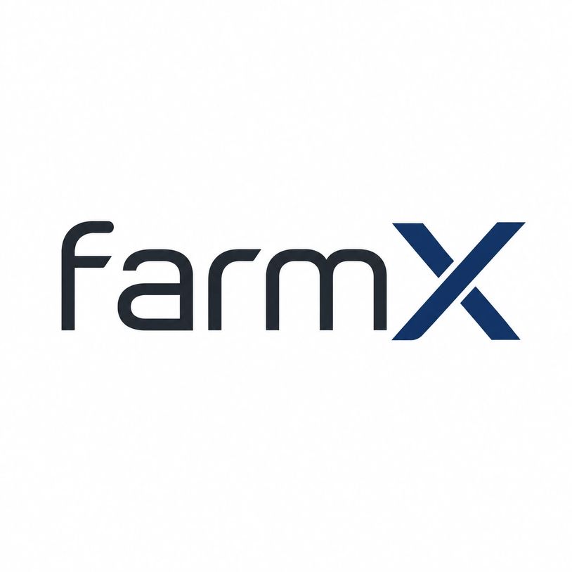 Logo of farmX with a modern and clean design.