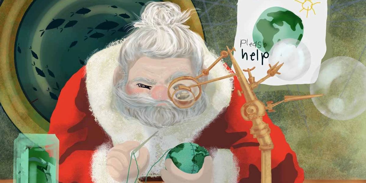 "Santa mends a broken Earth"