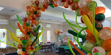 Balloon Decorations for a Baby Shower with a Forest Animal Theme at the Atlanta Motor Speedway