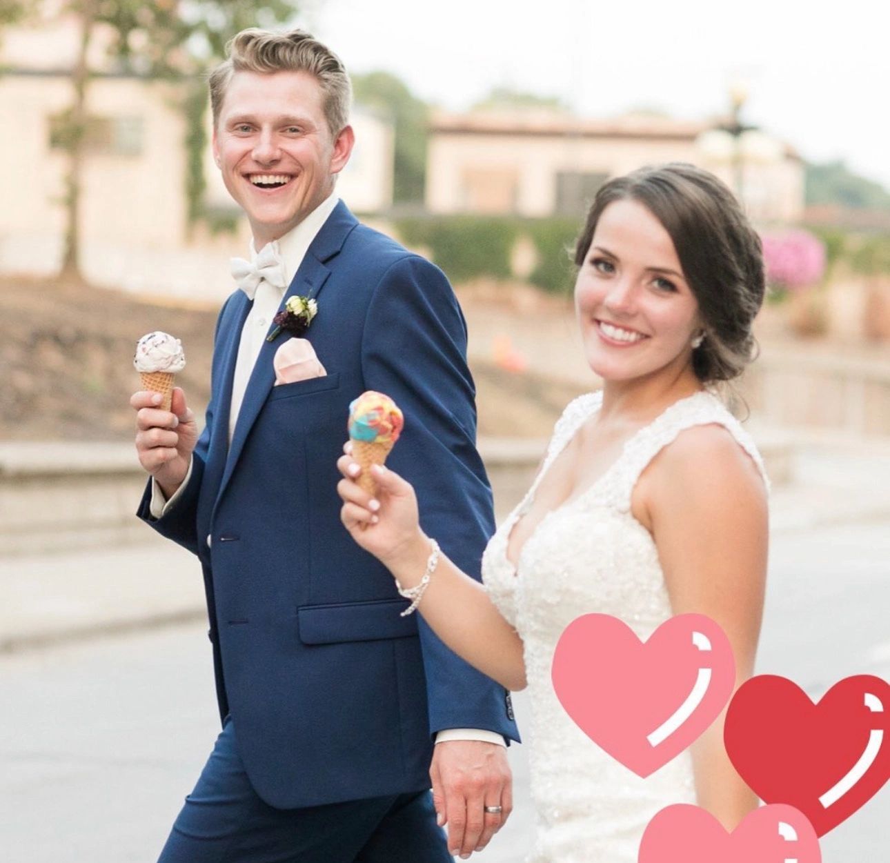 Bride and Groom pictured above. After getting Ramone's ice cream catered!