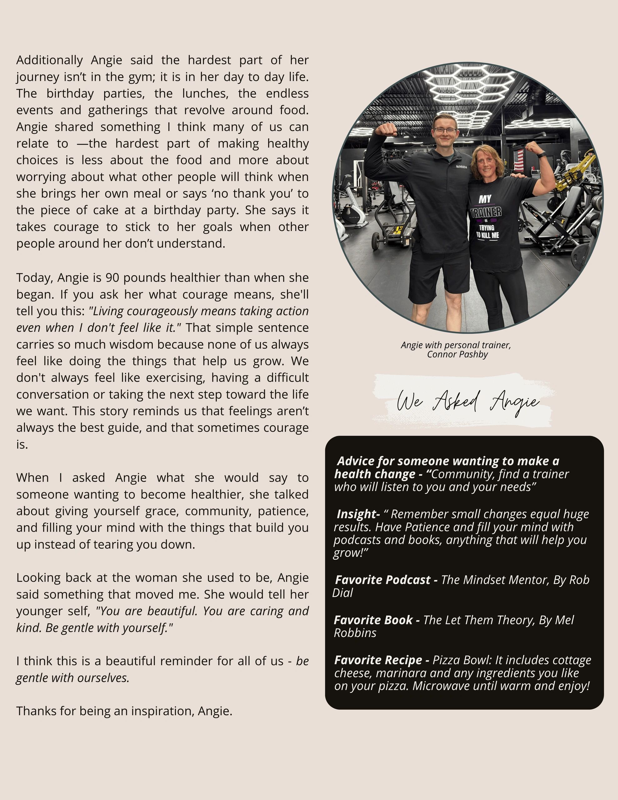 Angie shares her health journey and courage to stay committed.