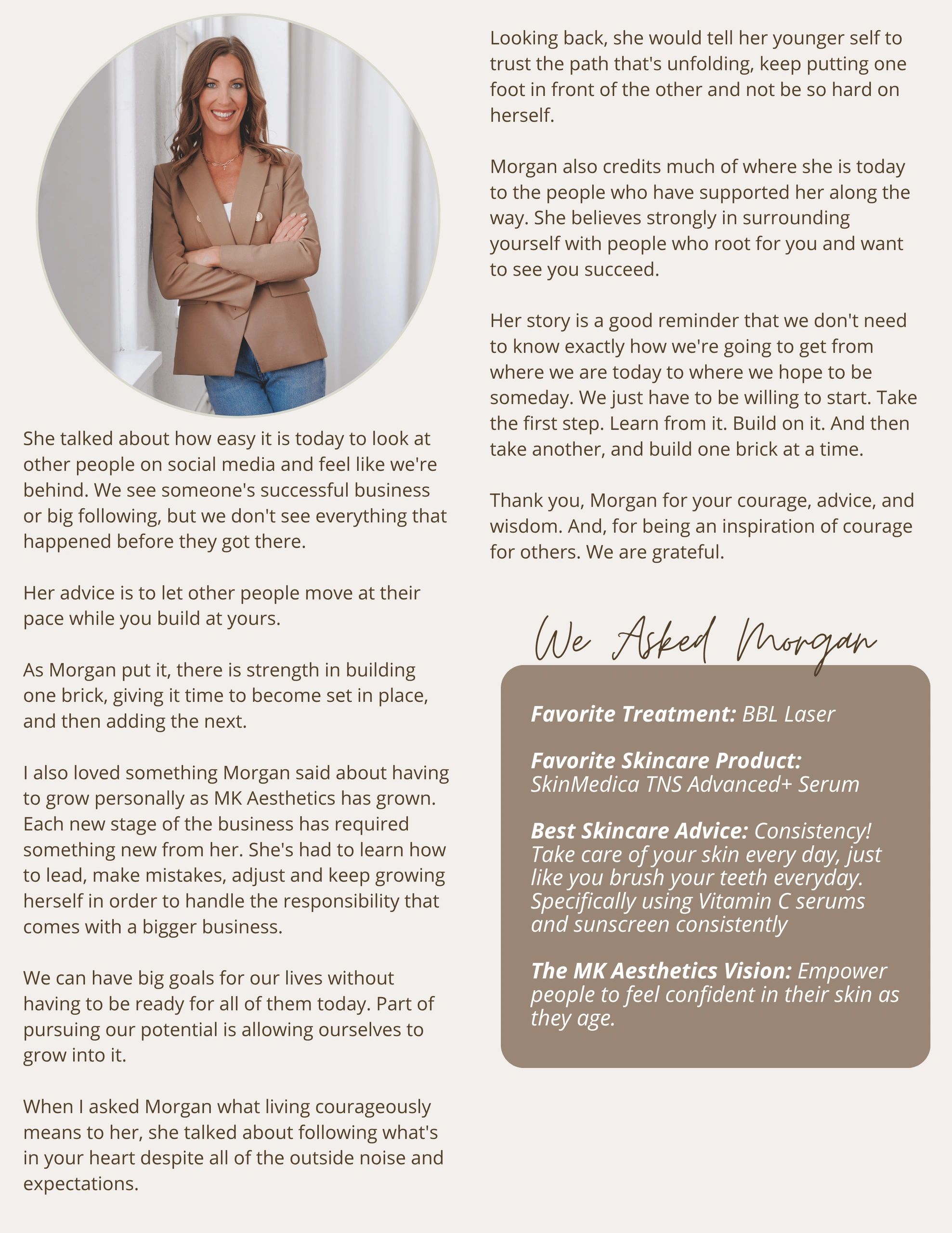 Morgan shares wisdom on growth, courage, and success.