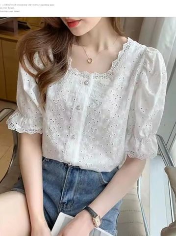  Best Women Summer Casual Warty Wear White Embroidered Cotton Top
