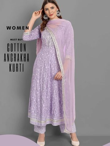 Women Rayon Anarkali Embroidered Printed Kurta Set