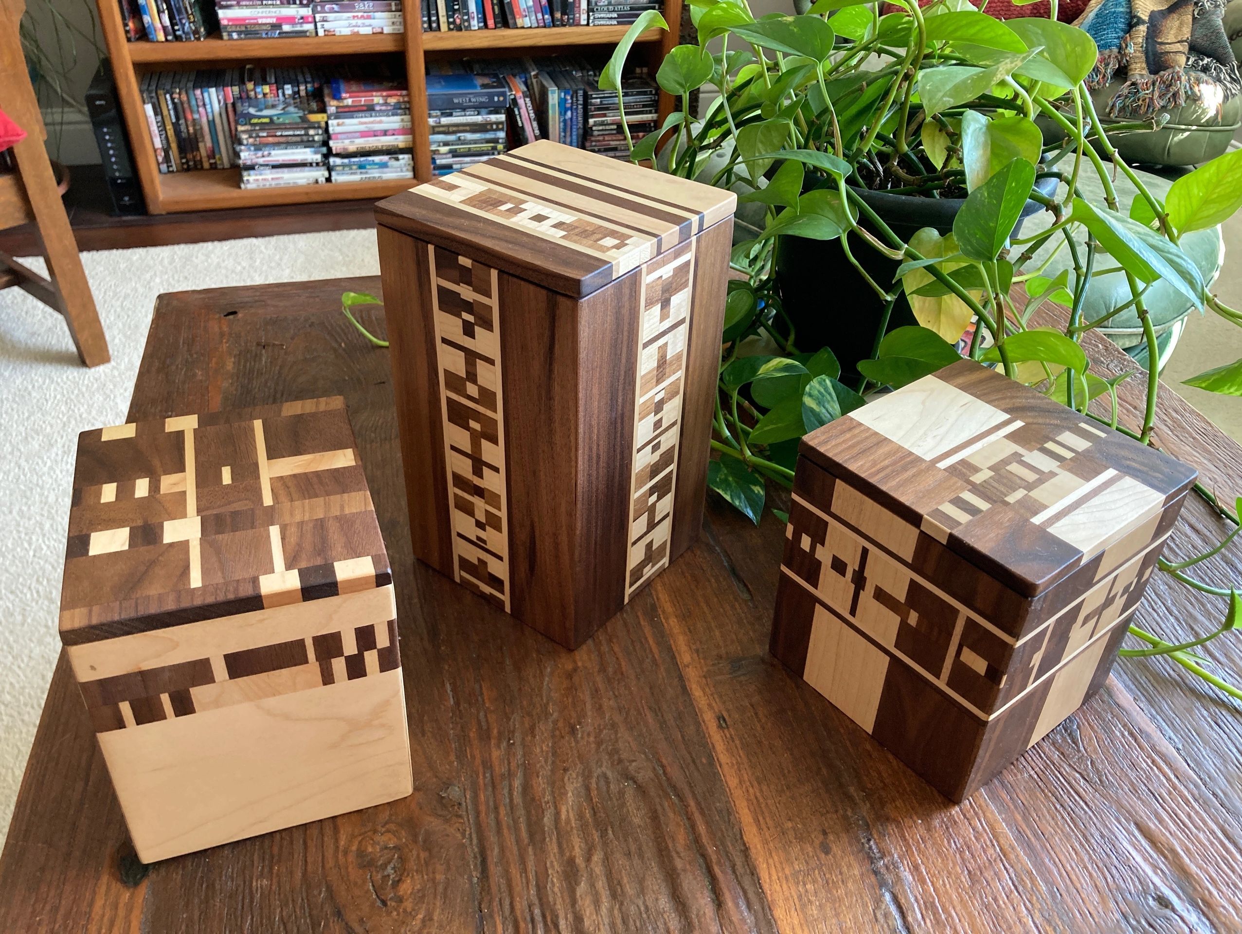 Detail of walnut and maple woodwork by Sandra Hoover