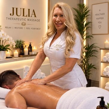 Therapist giving a sports massage in a spa.