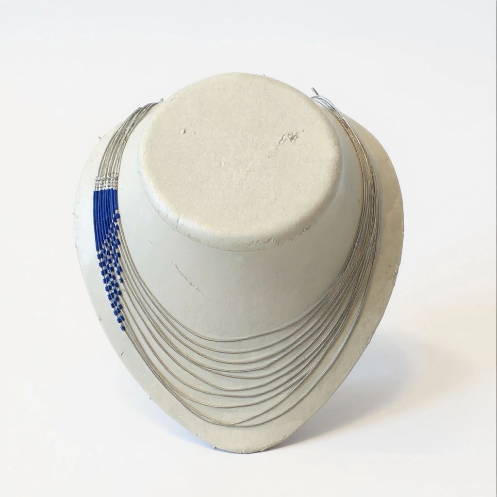 10 Strands Silver Liquid Lapiz Necklace