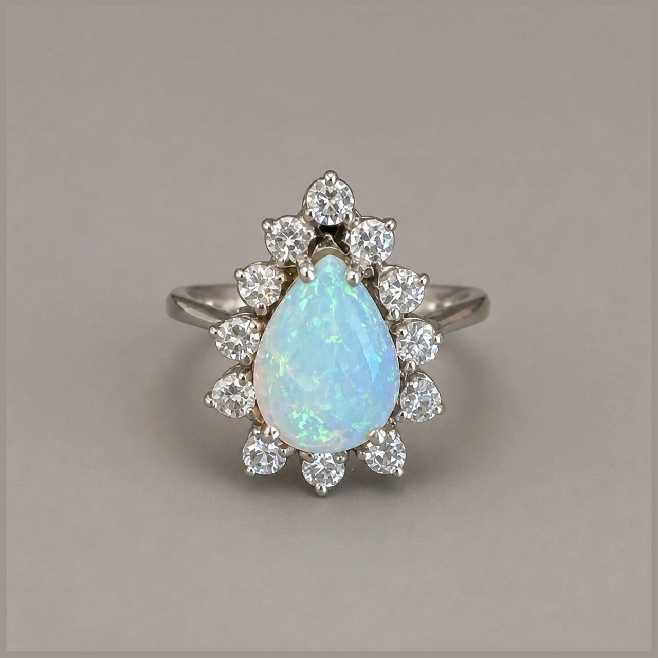 14K Opal and Diamond Ring, Size 7.25