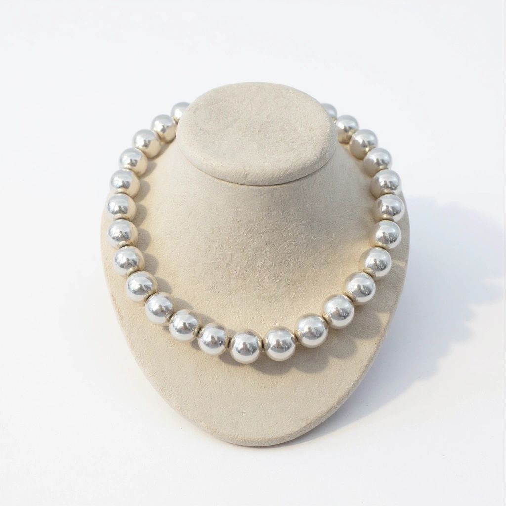 .925 Bead Necklace 16 1/2 Inches Long