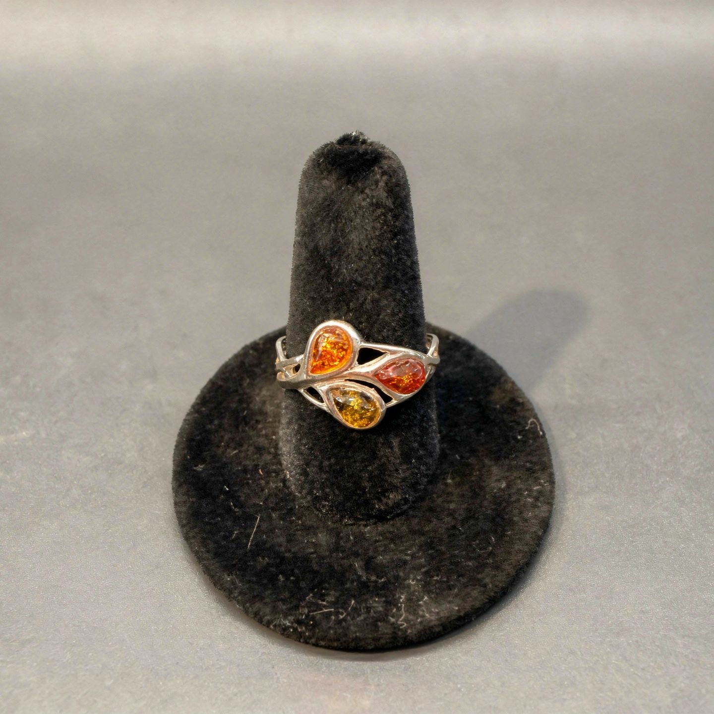 .925 Ring With 3 Pear Shape Gems