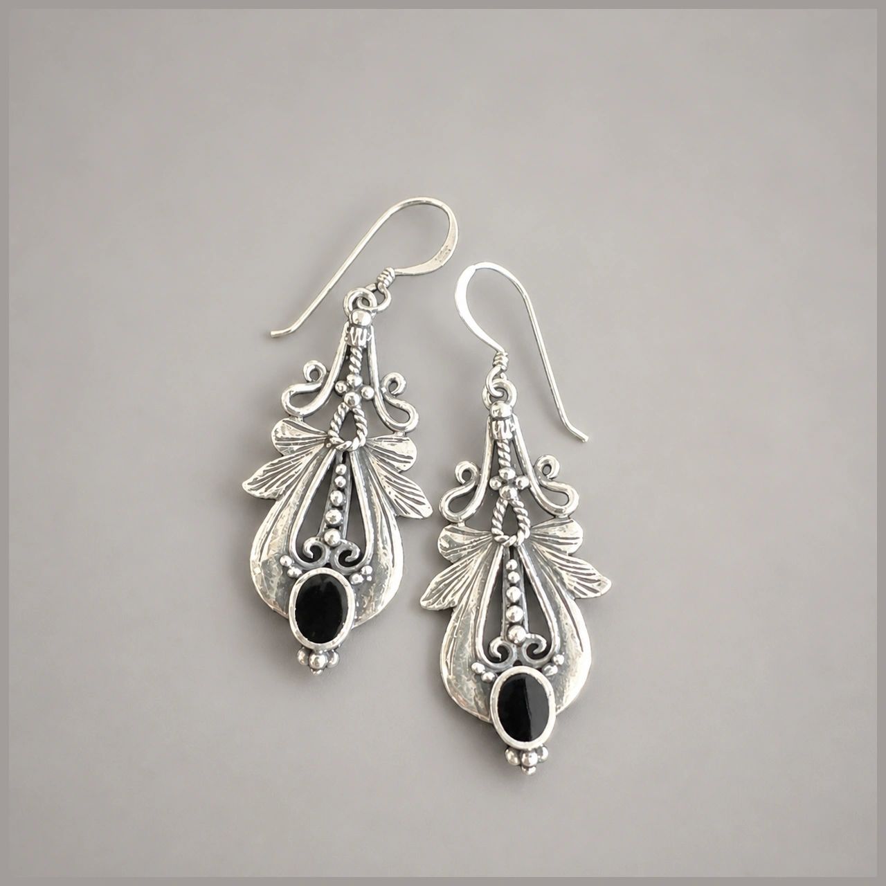 .925 Sterling Silver Onyx Earrings