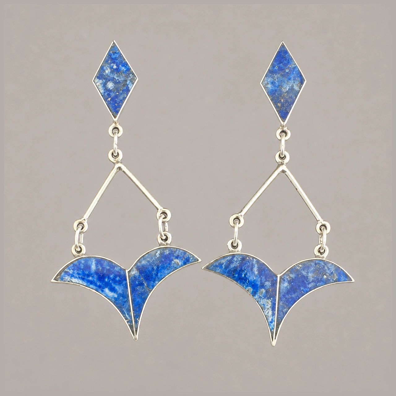 950 Sterling Earrings With Lapis Stone