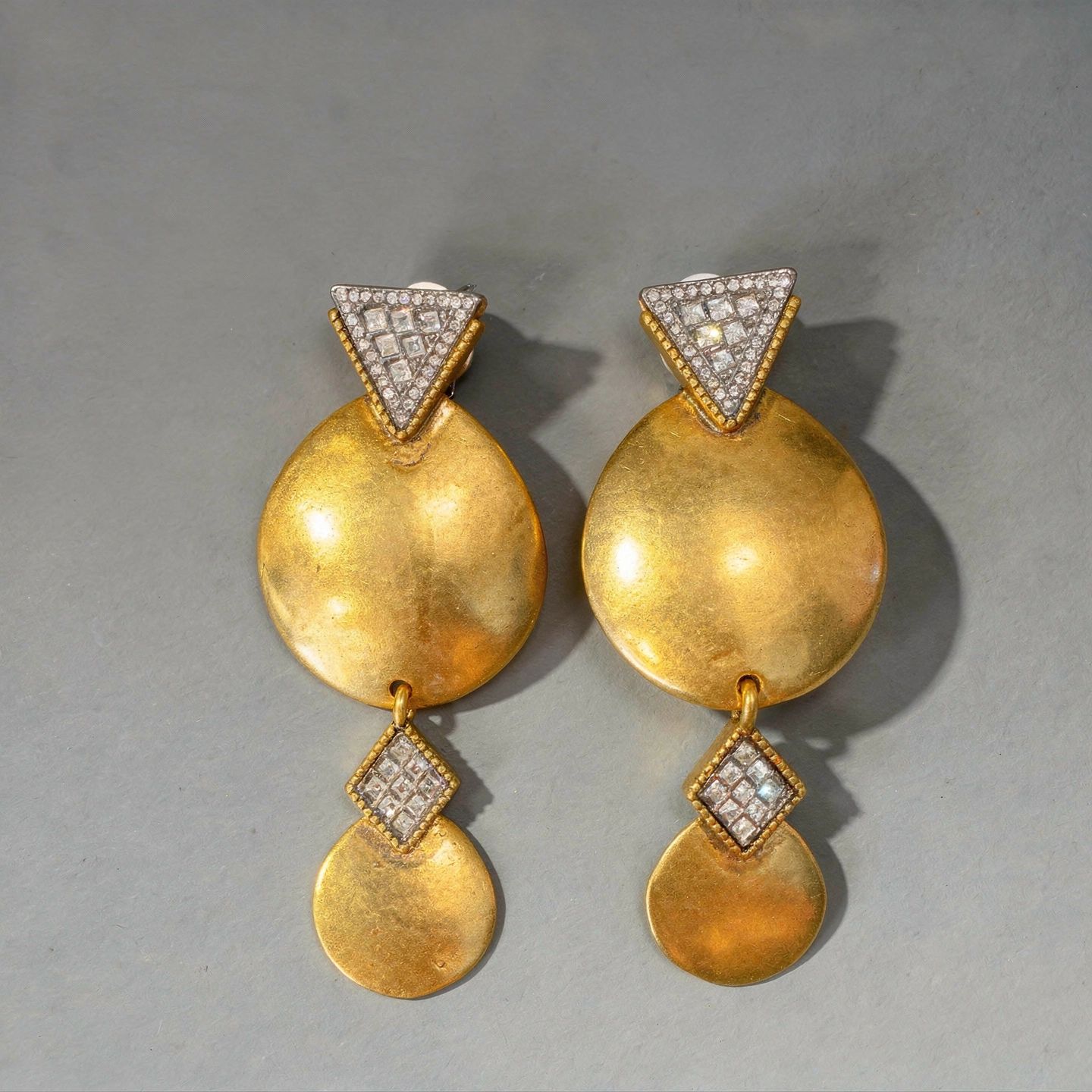Clip on Earrings, Gold Tone
