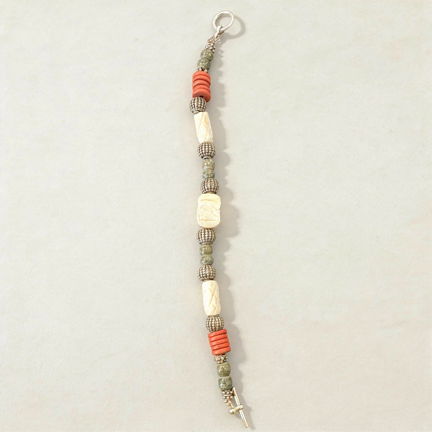 Carved Bone Beads Bracelet Boho