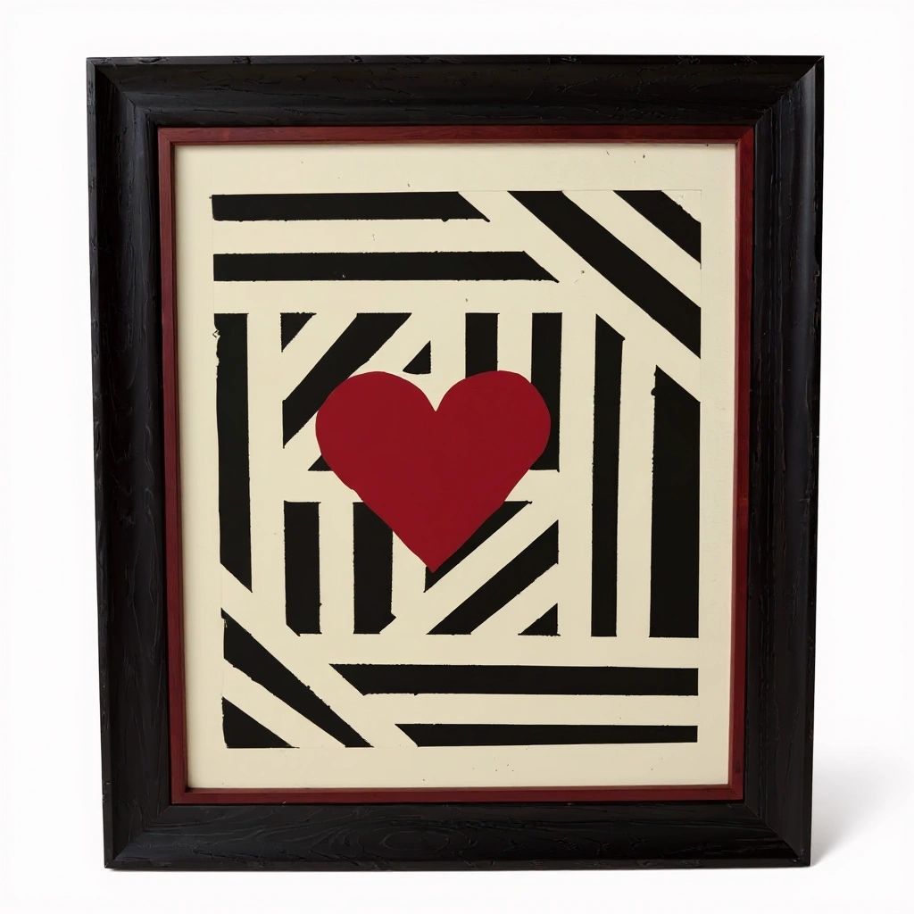 Acrylic Lines and Heart Painting