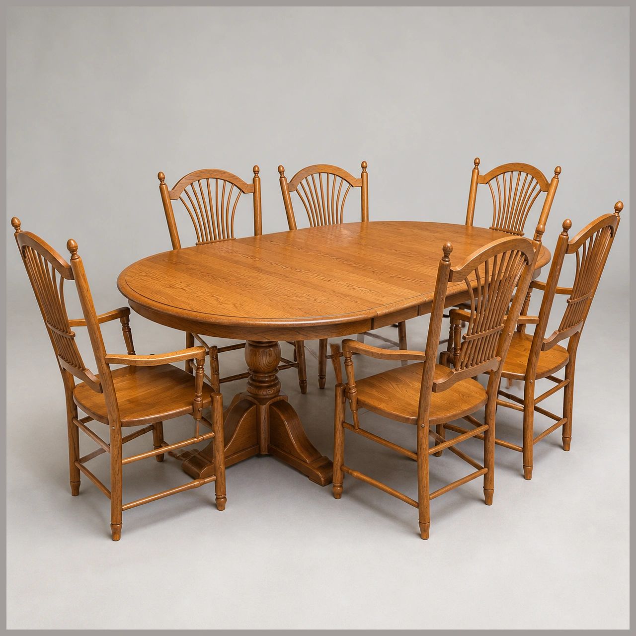 Oak Dining Table and Six Chairs