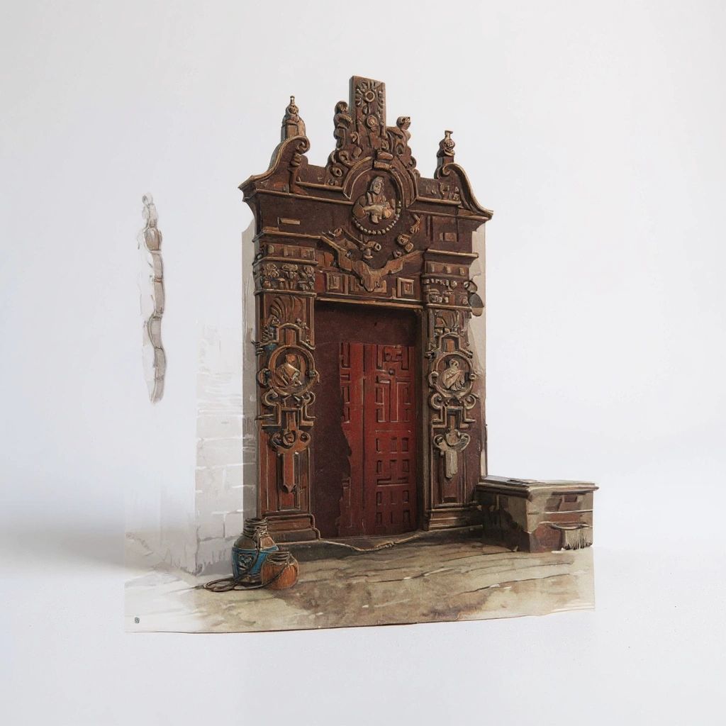 Old Doorway Print by Al Mettel – 40’s-60’s