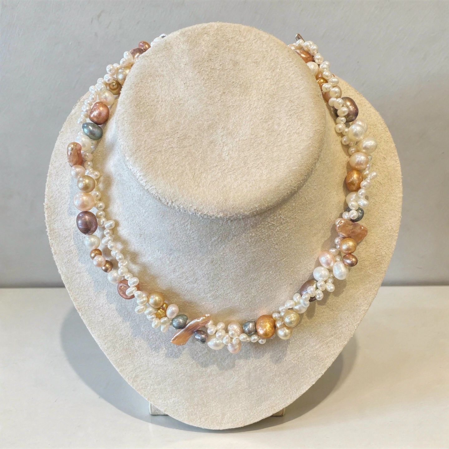 Multi Strand Necklace Cultured Fresh Water Pearls