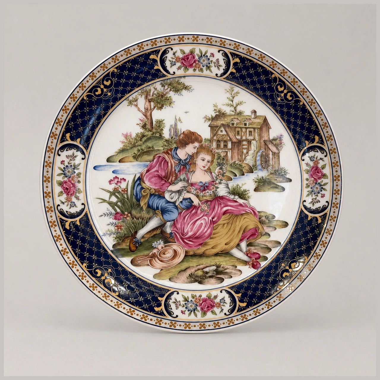 Water Mill and Lovers Decorative Plate