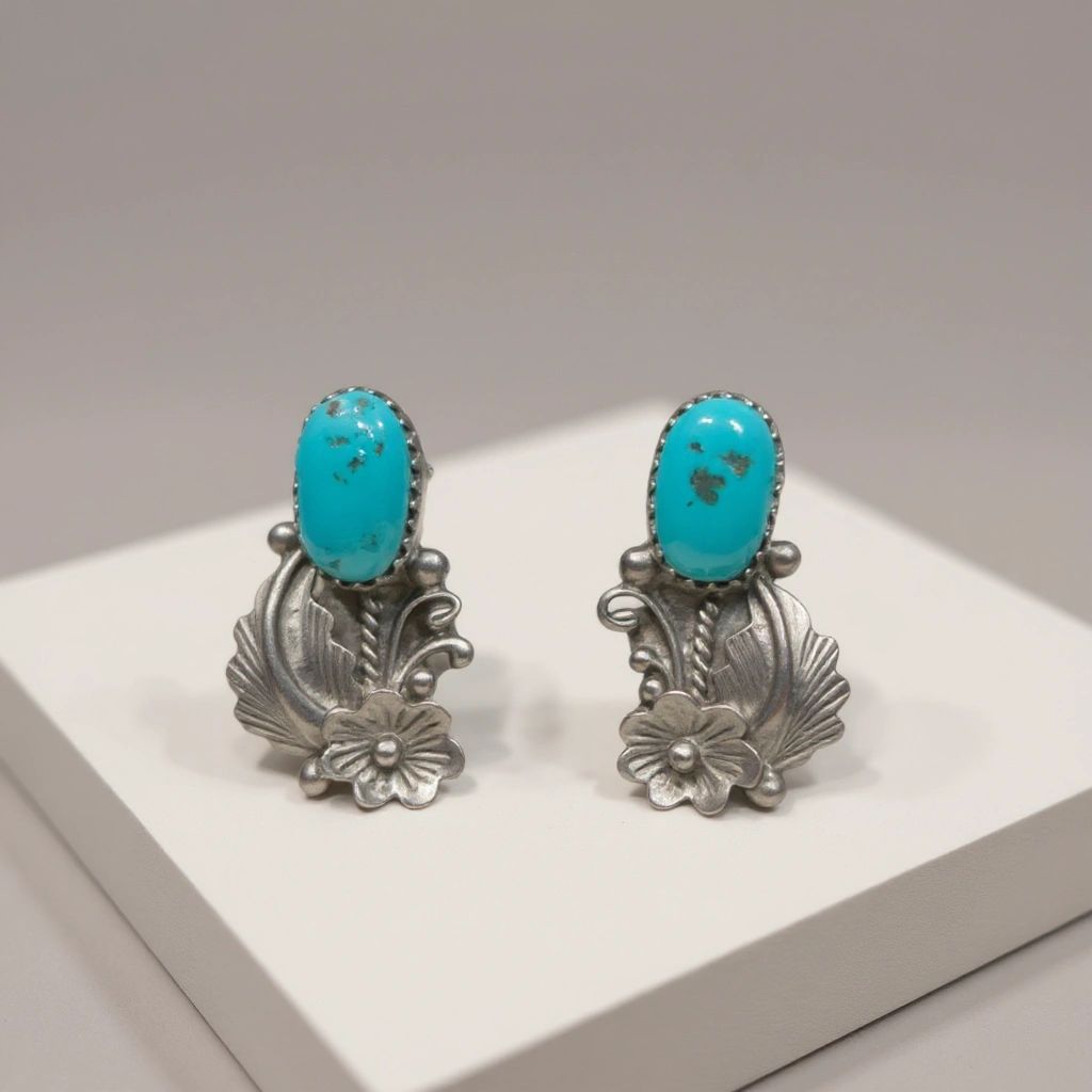 Navajo Earrings Signed Bt Sterling