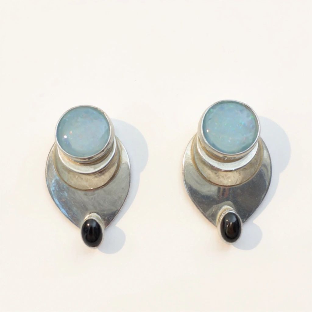 Onyx and Faux Opal Earrings