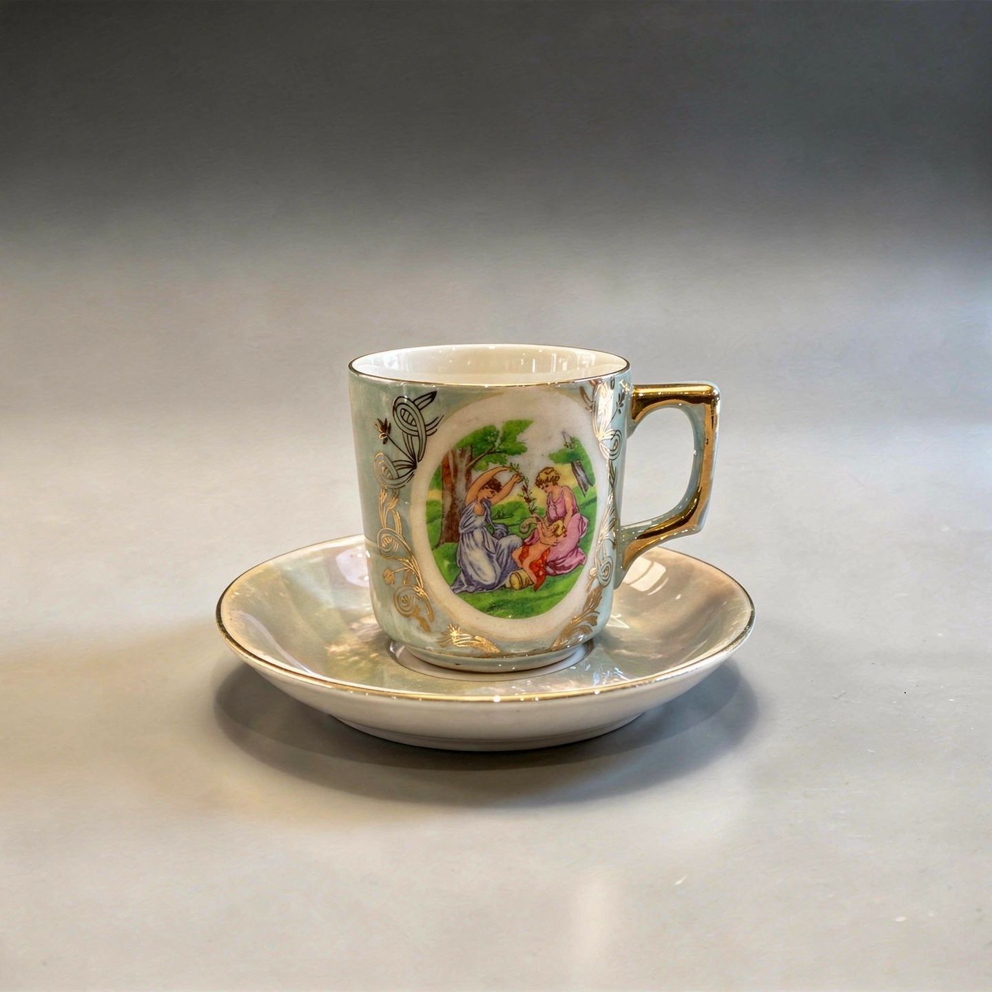 Set of 5 Japanese Lusterware Demitasse Porcelain