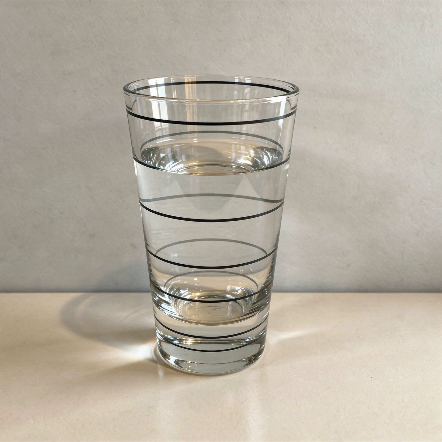 Set of Six Mid-Century Silver Striped Glasses