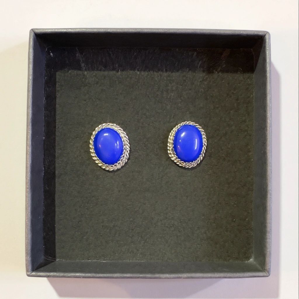 Sterling Silver Lapis Earrings, Navajo