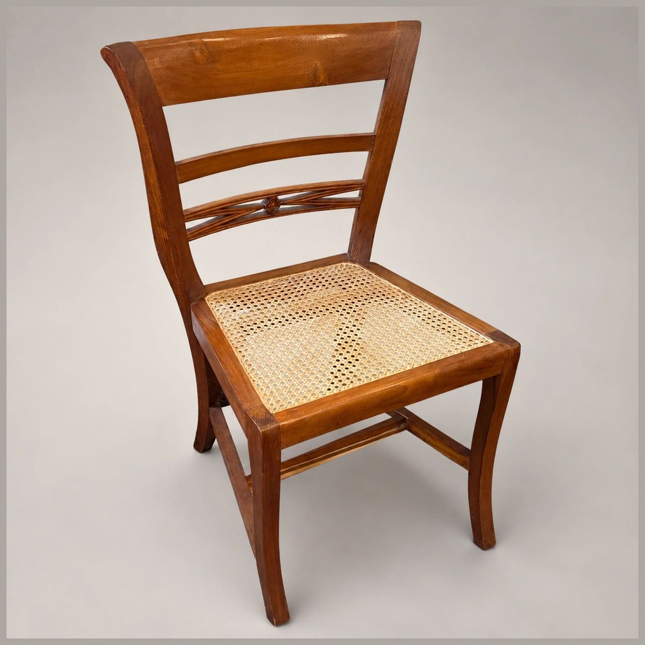 Teak and Rattan Chair