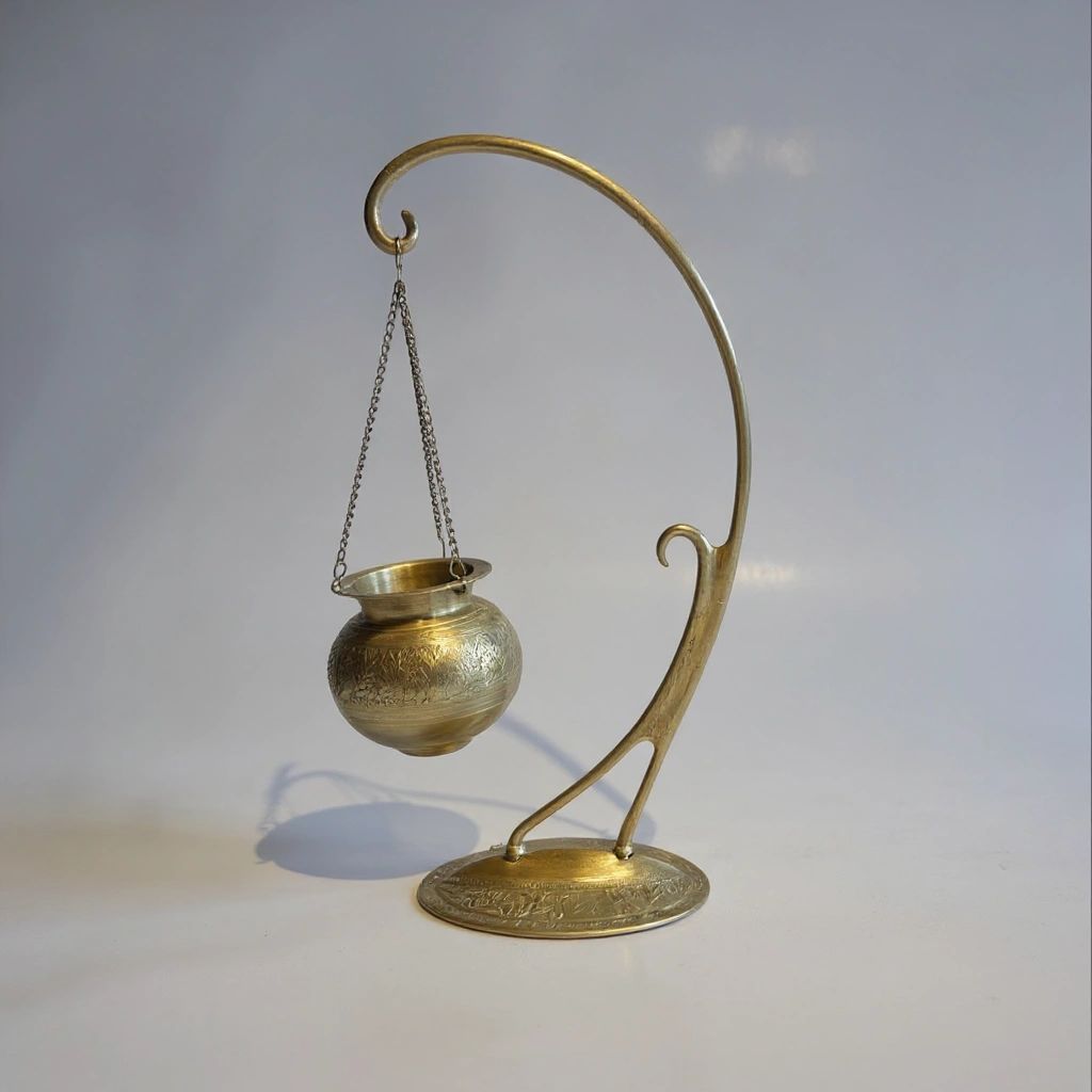 Vintage Brass Stand With Small Pot