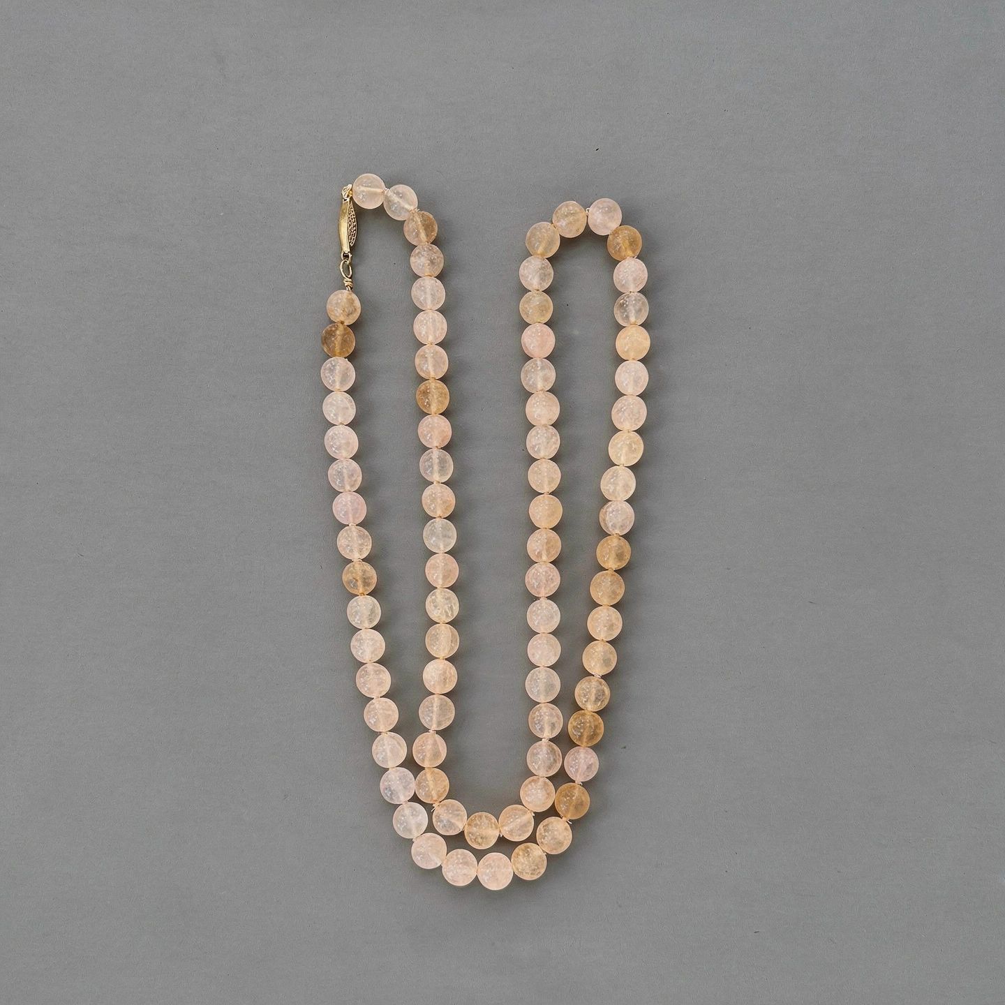 Vintage Sterling Clasp Rose Quartz Necklace