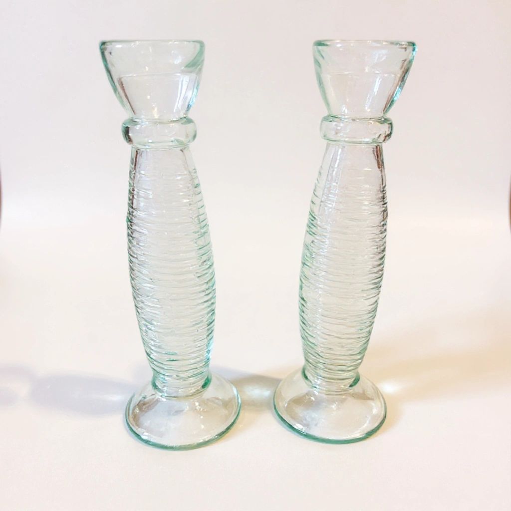 Glass Candlesticks/Flower Vases (Pair)