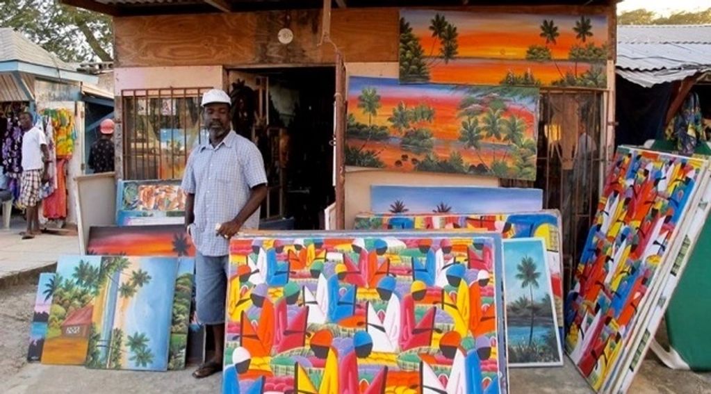 Jamaica-craft-vendor-art-paintigs-Ocho-Rios