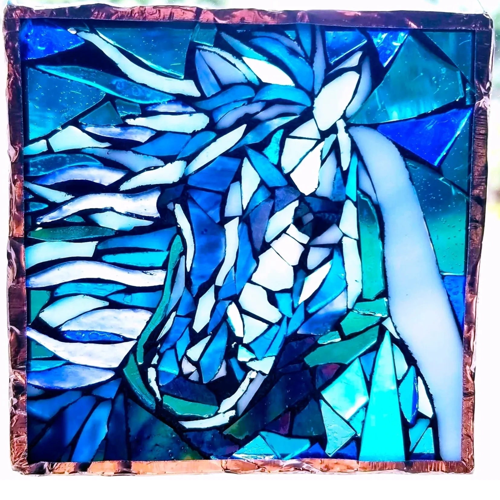 Blue Rose with Orange Grout Stained Glass Mosaic – Sequential Glass Art  Mosaic