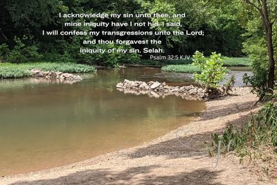 River with Psalm 32:5 verse